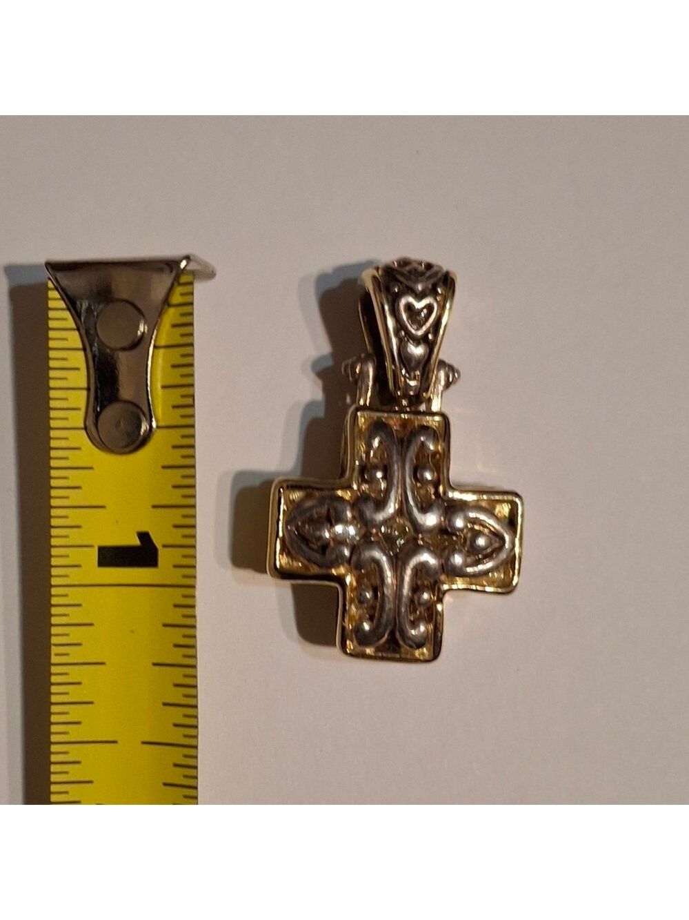 Marie Jennifer Ornate Two-Tone Cross Reversible Pendant - Gold & Silver